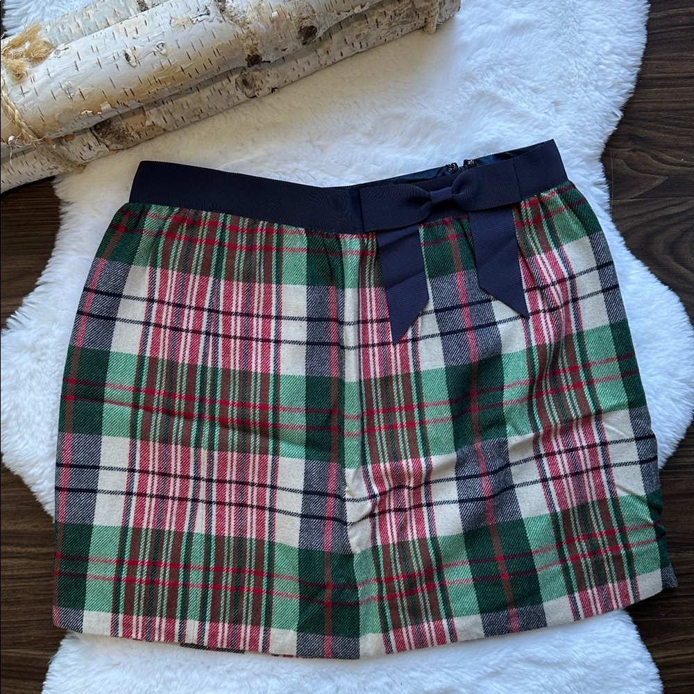 Vineyard Vines Women’s Plaid Wool Blend Skirt Green/Red/Navy Holiday Bow size 4